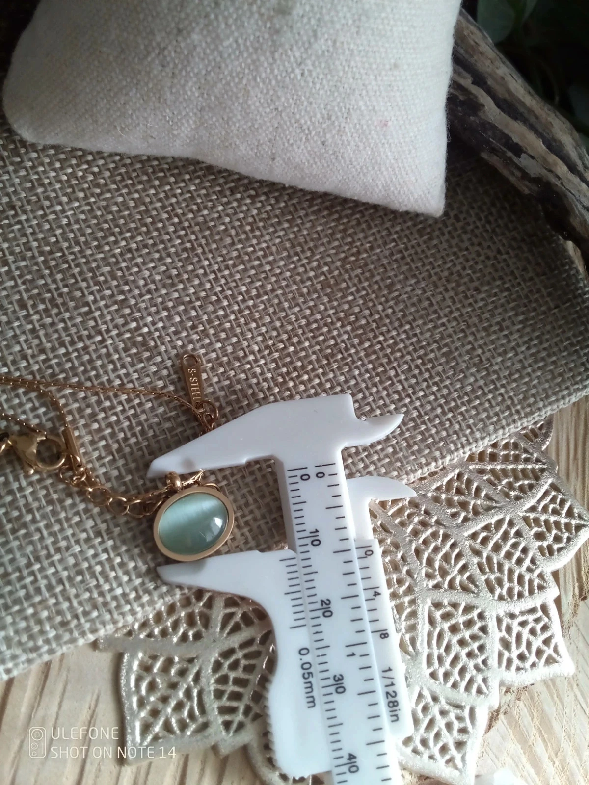Collier pierre  oeil de chat vert d'eau – photo 3